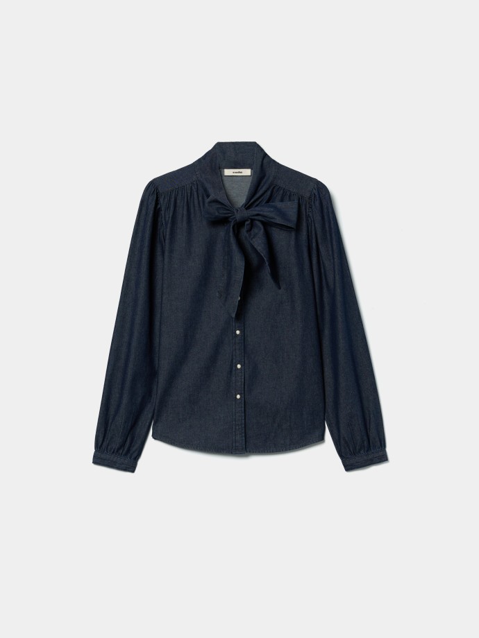 Camisa de ganga com la�o