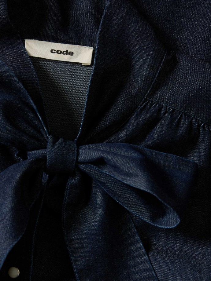 Camisa de ganga com la�o