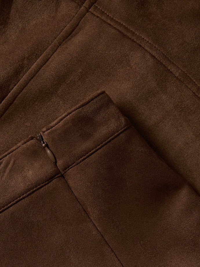 Saia midi efeito suede