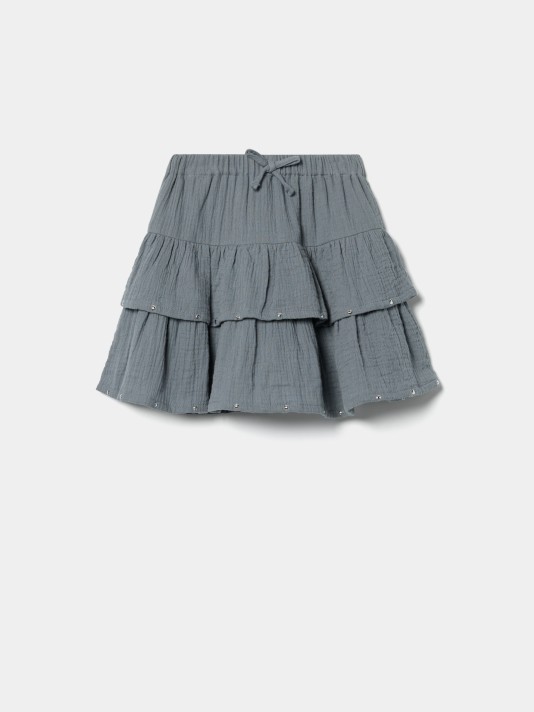Saia-calção com folhos Saia-calção com folhos