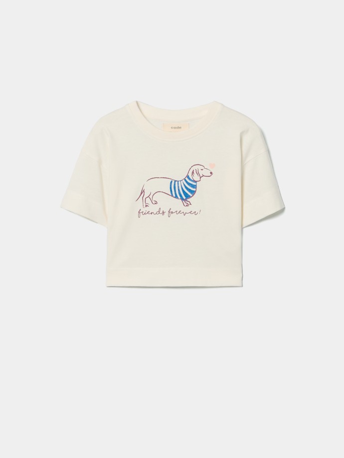 T-shirt cropped estampada