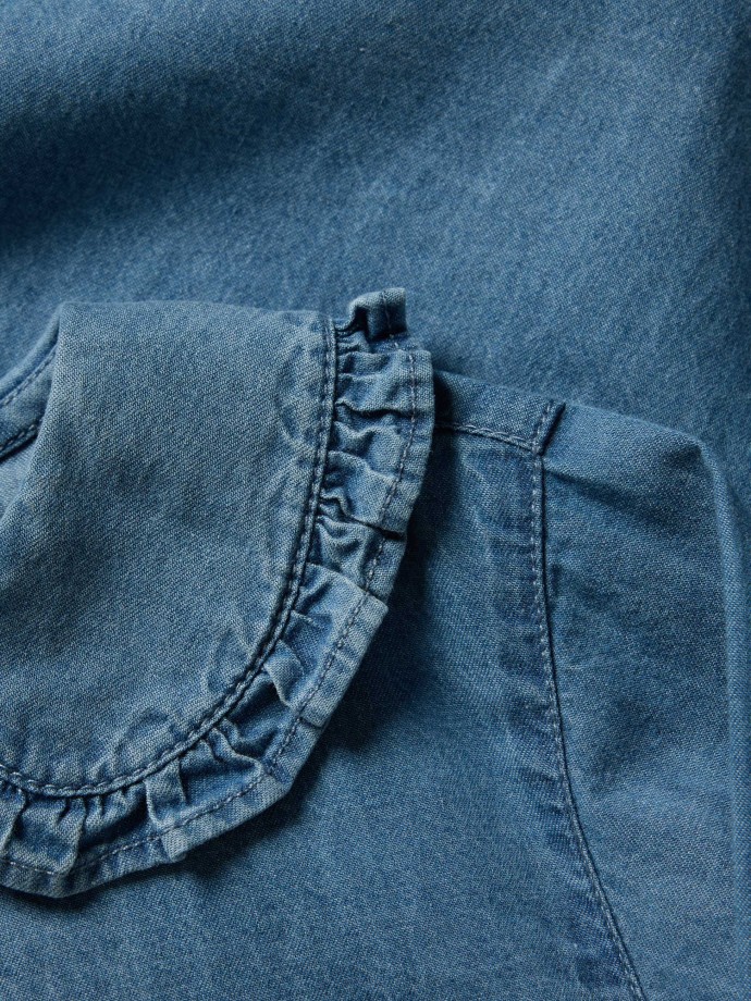 Camisa de ganga com gola de folho Camisa de ganga com gola de folho