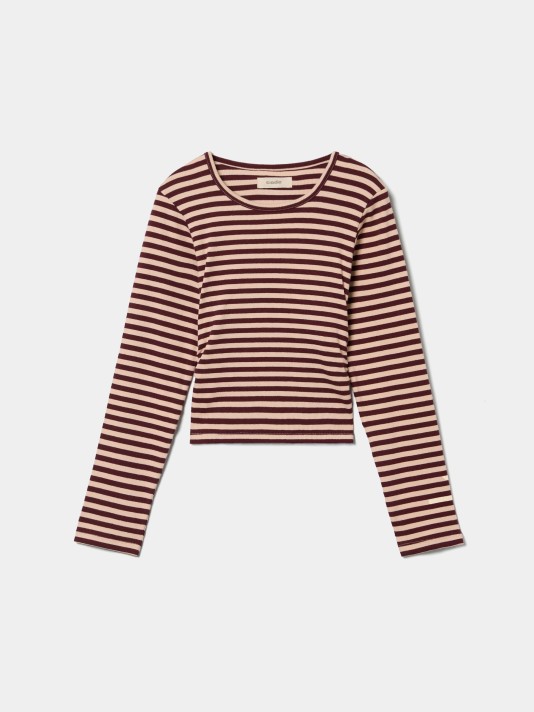 Camisola canelada �s riscas