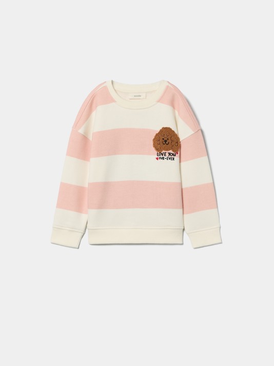 Sweatshirt às riscas com bordado Sweatshirt às riscas com bordado