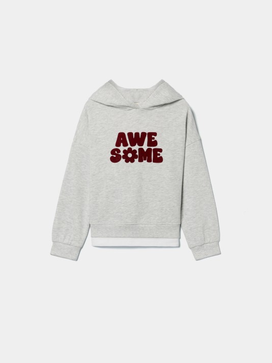 Sweatshirt com carapu�o estampada