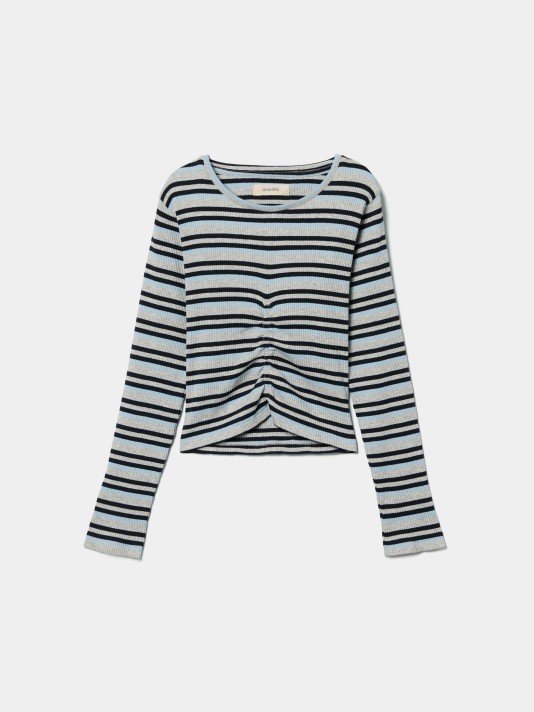 Camisola �s riscas com franzido