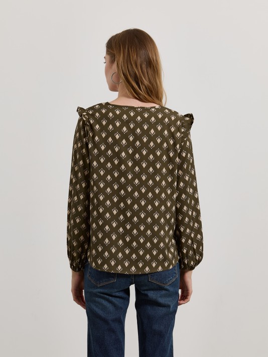 Blusa estampada com folho Blusa estampada com folho