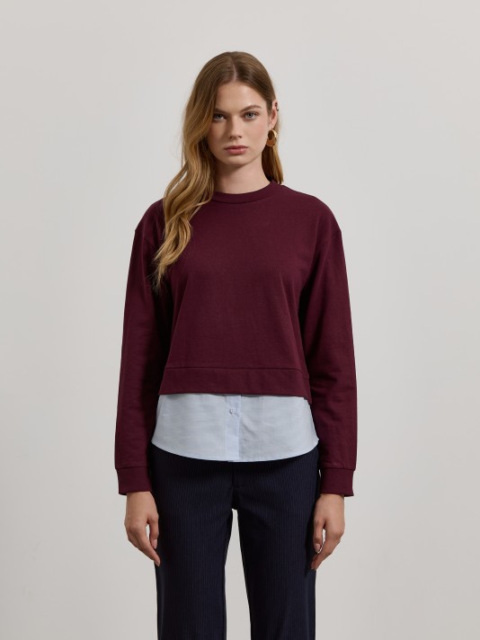 Sweatshirt efeito camisa Sweatshirt efeito camisa
