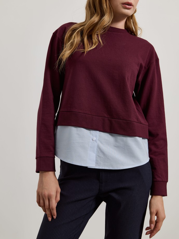 Sweatshirt efeito camisa