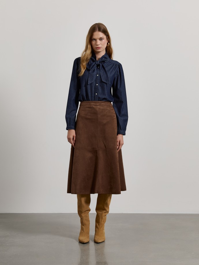 Camisa de ganga com la�o