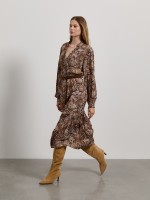 Vestido midi estampado com cinto