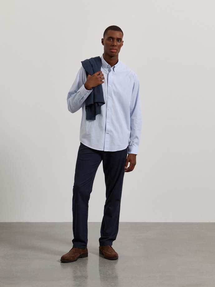 Camisa em popeline �s riscas