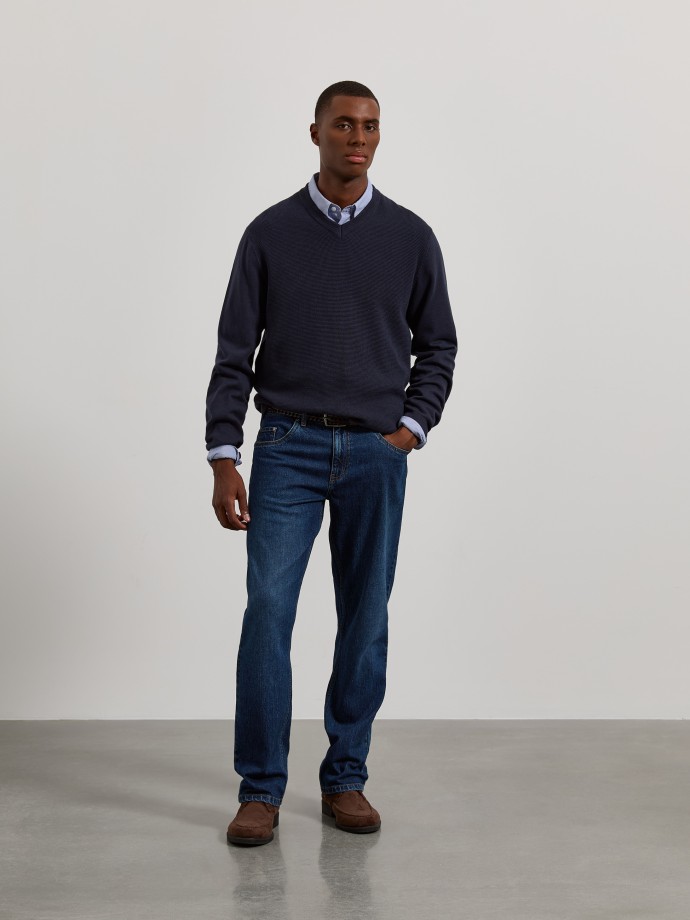 Camisola de malha com decote em V