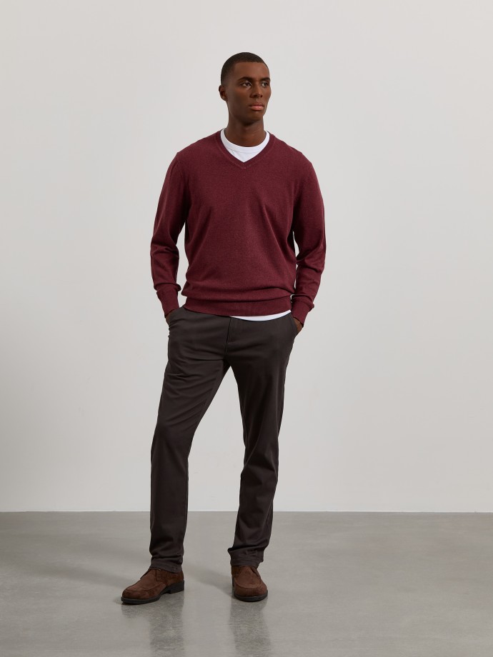 Camisola de malha com decote em V