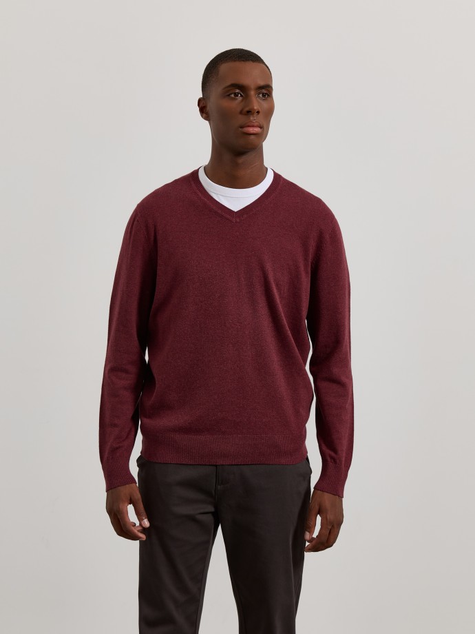 Camisola de malha com decote em V