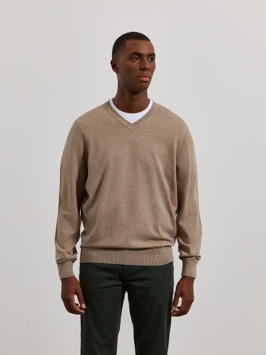 Camisola de malha com decote em V