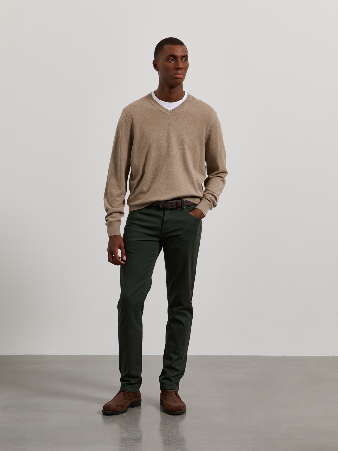 Camisola de malha com decote em V