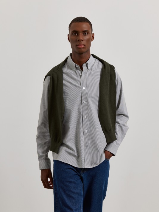 Camisa em popeline �s riscas