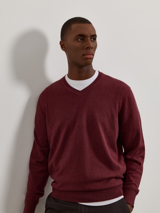 Camisola de malha com decote em V