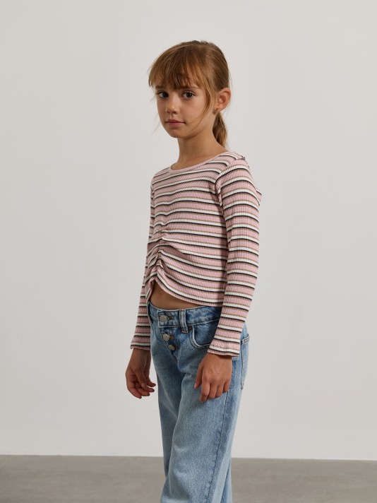 Camisola �s riscas com franzido