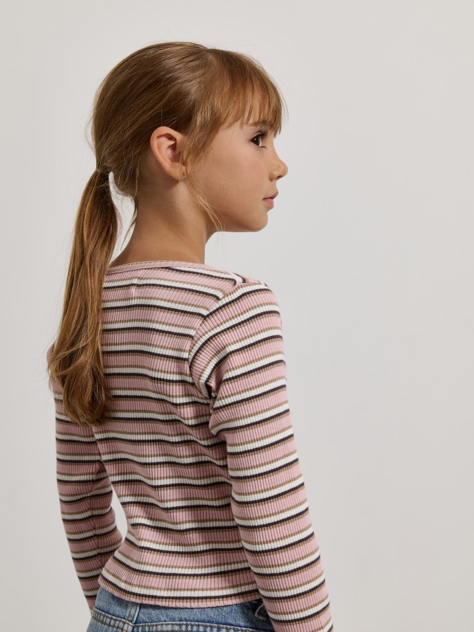 Camisola às riscas com franzido Camisola às riscas com franzido