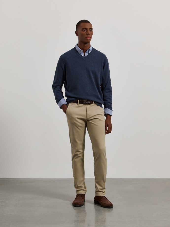 Camisola de malha com decote em V