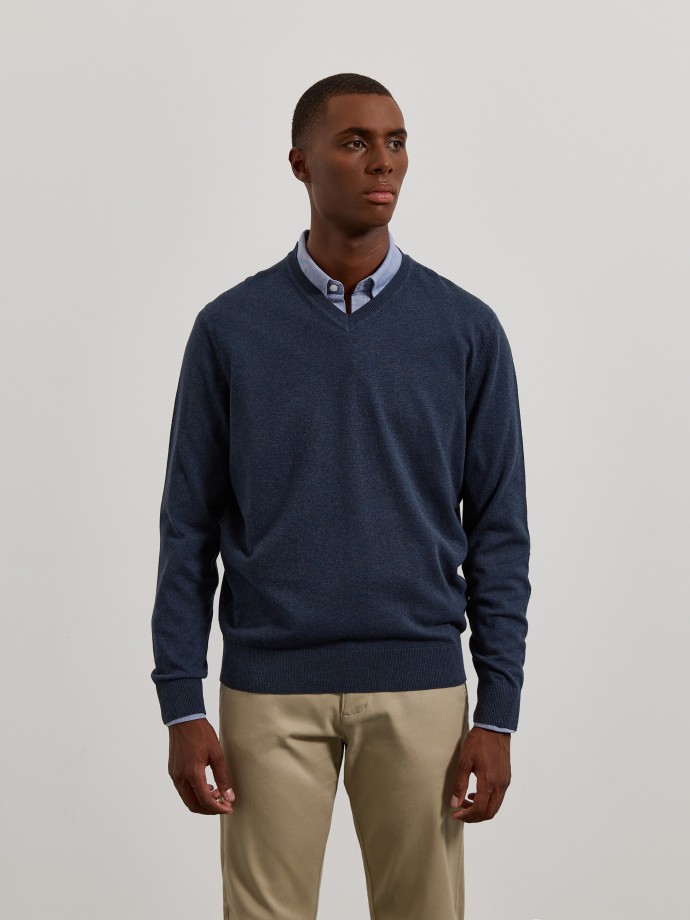 Camisola de malha com decote em V