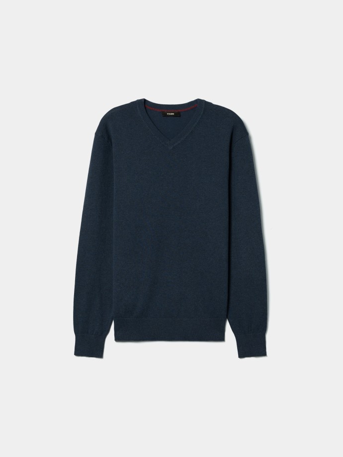 Camisola de malha com decote em V