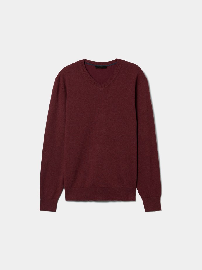 Camisola de malha com decote em V