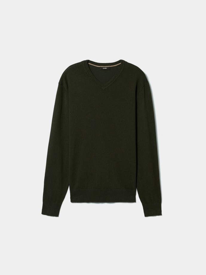 Camisola de malha com decote em V