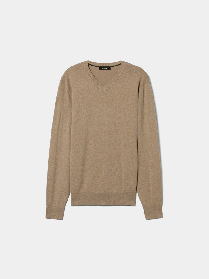 Camisola de malha com decote em V