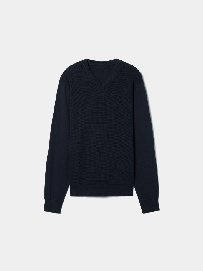 Camisola de malha com decote em V