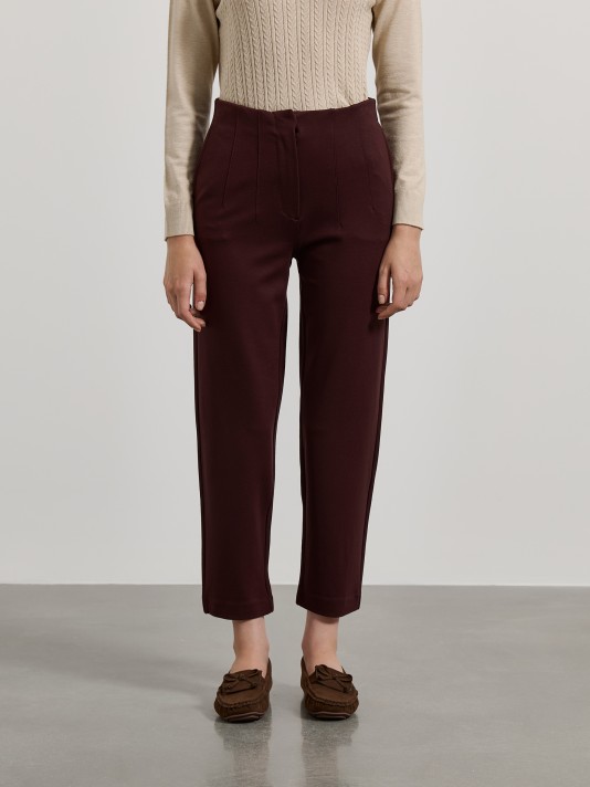 Calça de malha com pinças Calça de malha com pinças