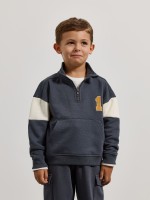 Sweatshirt com fecho e detalhe bordado Sweatshirt com fecho e detalhe bordado