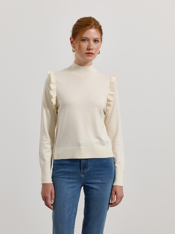 Camisola de malha com folhos