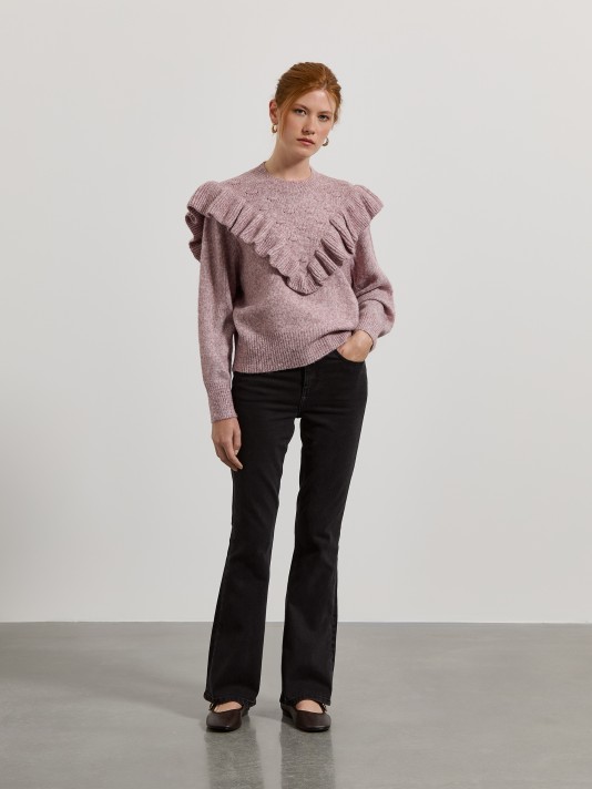 Camisola de malha com folhos Camisola de malha com folhos