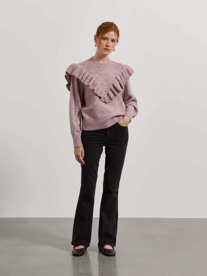 Camisola de malha com folhos