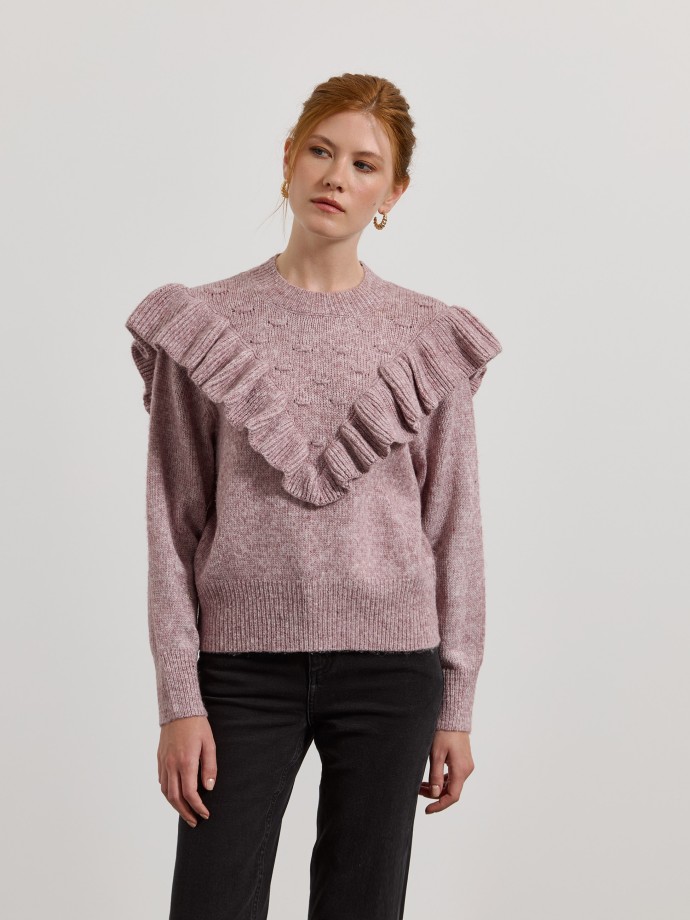 Camisola de malha com folhos