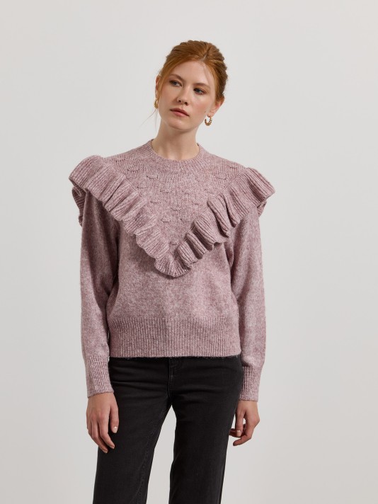 Camisola de malha com folhos Camisola de malha com folhos