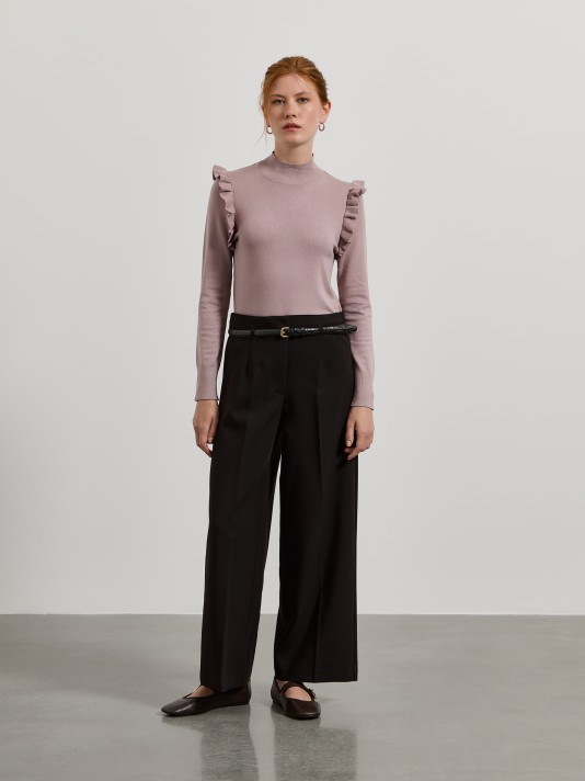 Camisola de malha com folhos Camisola de malha com folhos