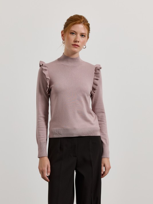 Camisola de malha com folhos