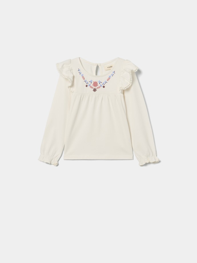 Blusa com folhos e estampado