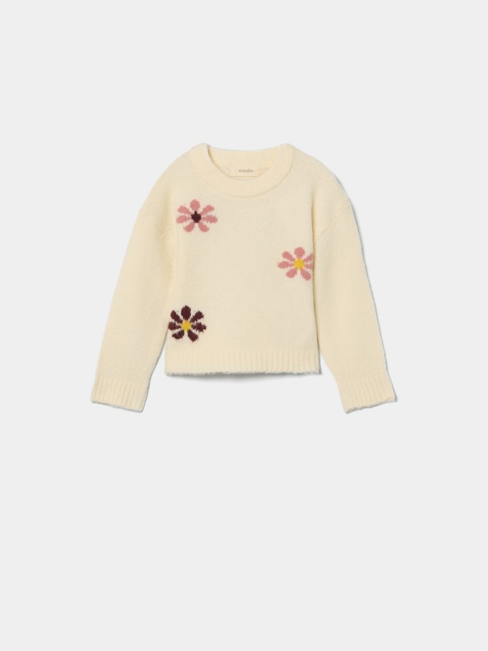 Camisola de malha com flores Camisola de malha com flores