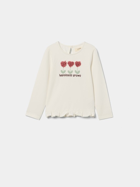 Camisola com flores em relevo