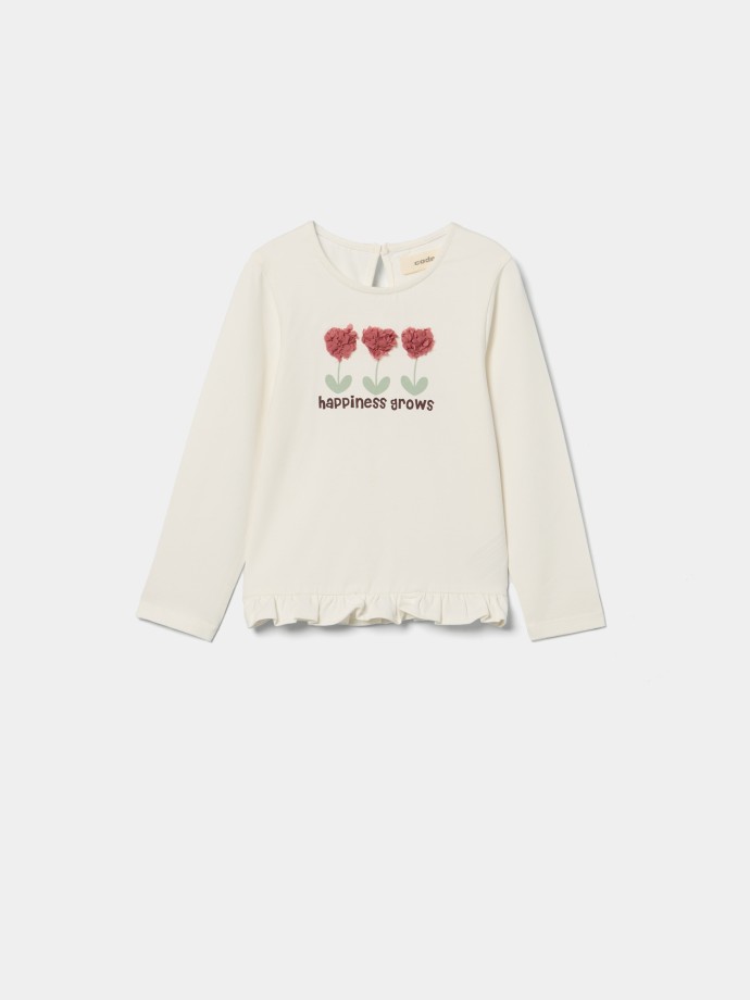 Camisola com flores em relevo Camisola com flores em relevo