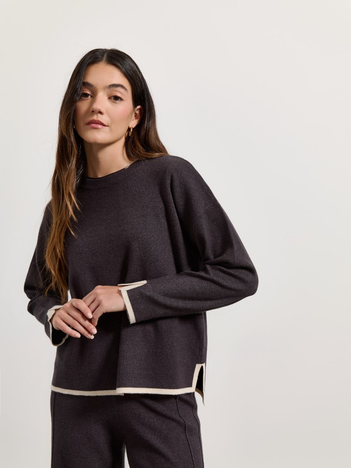 Camisola de malha com contraste