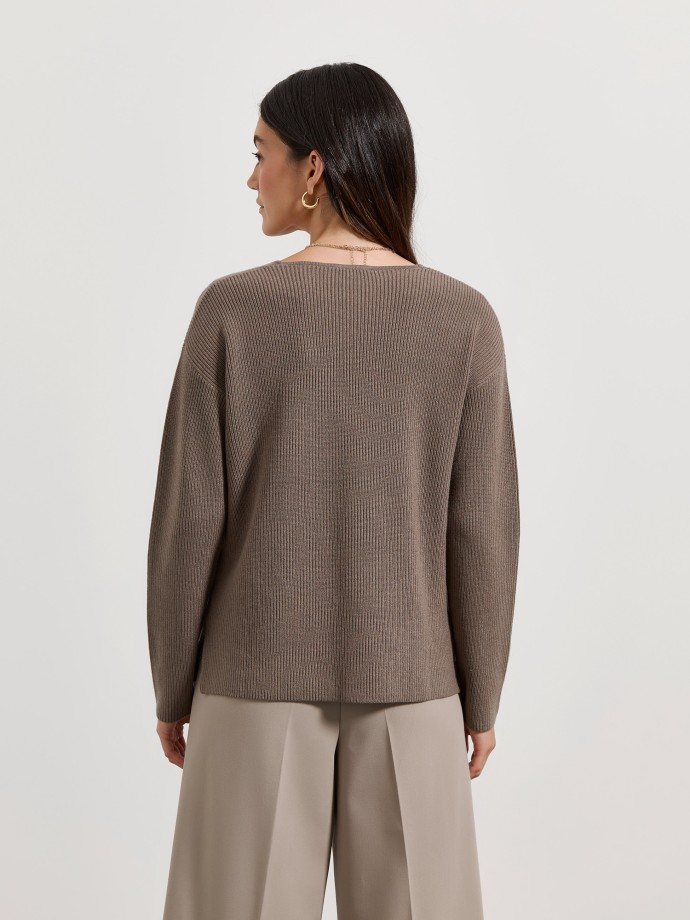 Camisola de malha com decote em V