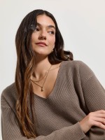 Camisola de malha com decote em V
