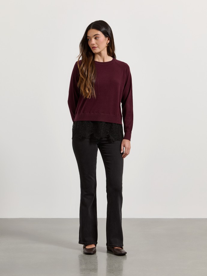 Camisola de malha com renda
