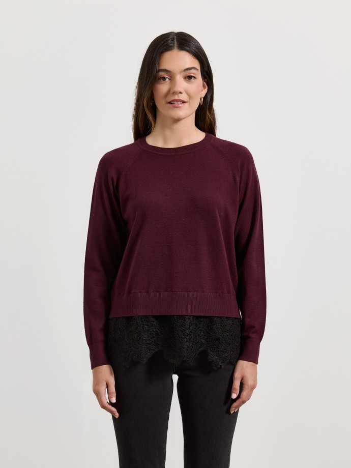 Camisola de malha com renda
